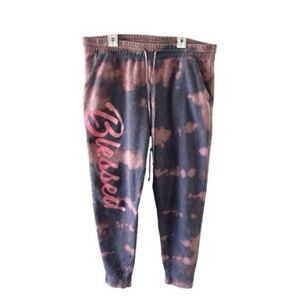 ✨ Custom Bleach Dyed “Blessed” Jogger Sweatpants – Home Free – Women’s Size L